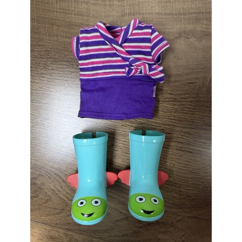 American Girl Doll Wellie Wishers Emerson Top & Camille Rain Boots
